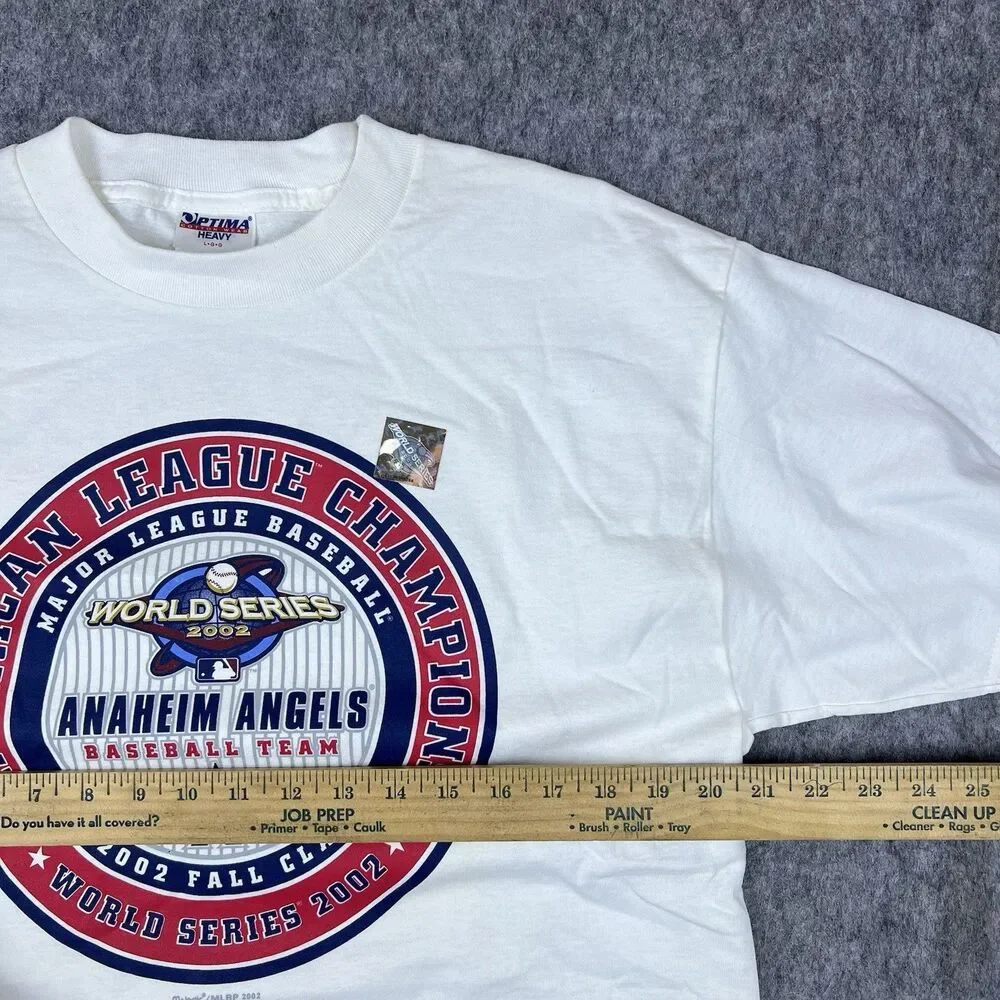 Vtg Anaheim Angels World Series 2002 Men's T-Shirt White Short Sleeve Size L